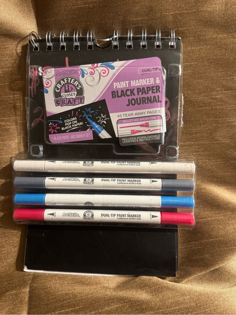 ArtSkills Paint Marker & Black Paper Journal Set - White, Blue, Red, Black